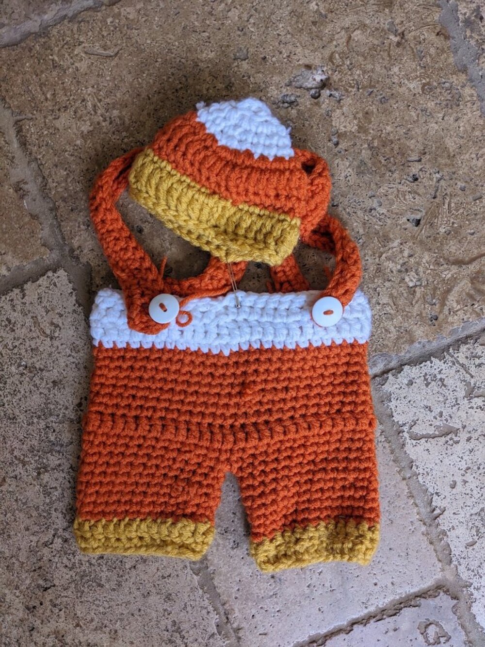 HANDMADE KNITTED CROCHET CANDY CORN COSTUME SIZE 6-12M